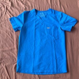Figs Bright Blue V-Neck Short Sleeve Tee